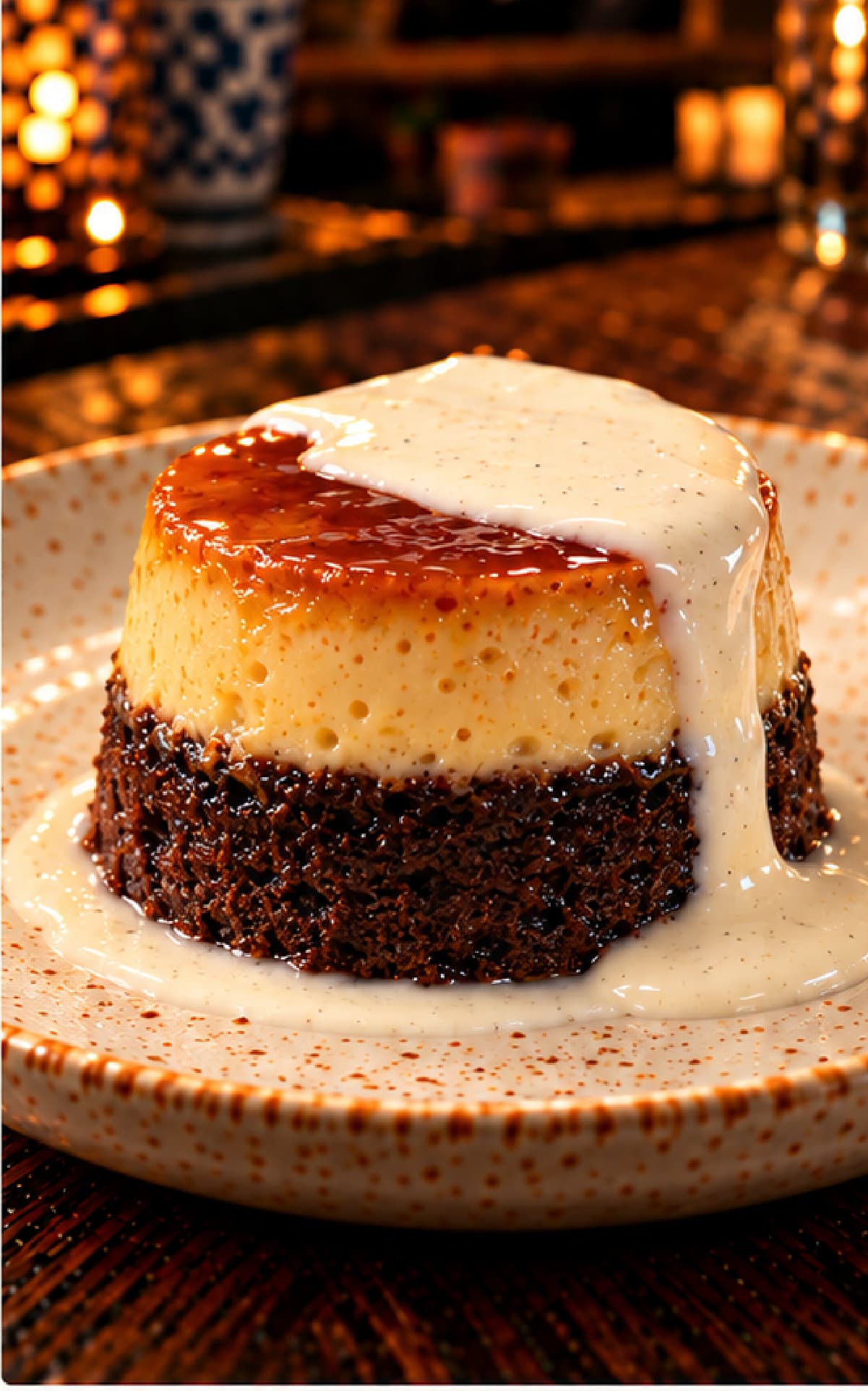 Chocoflan con Licor 43 presentation