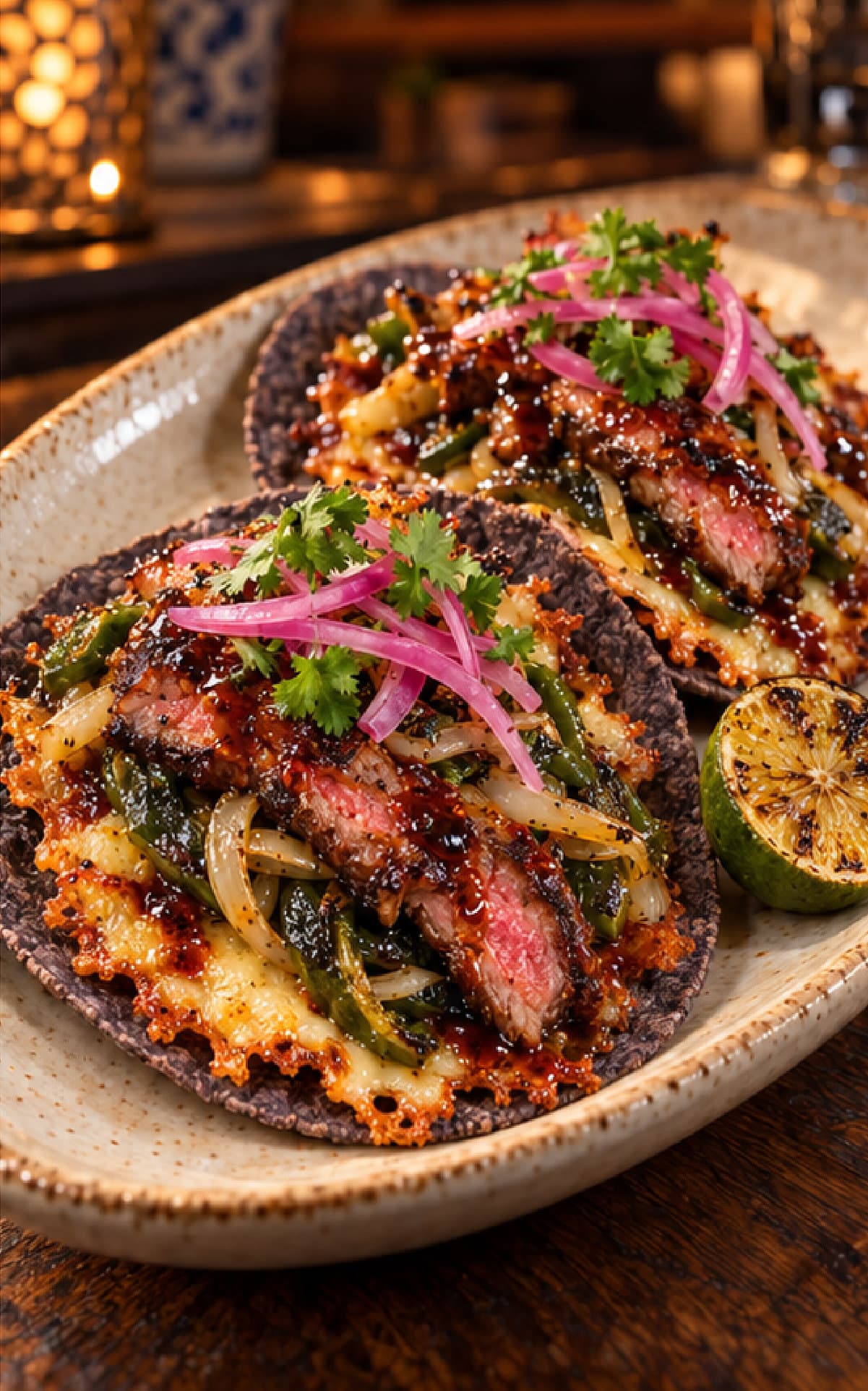 New York Wagyu Tacos presentation