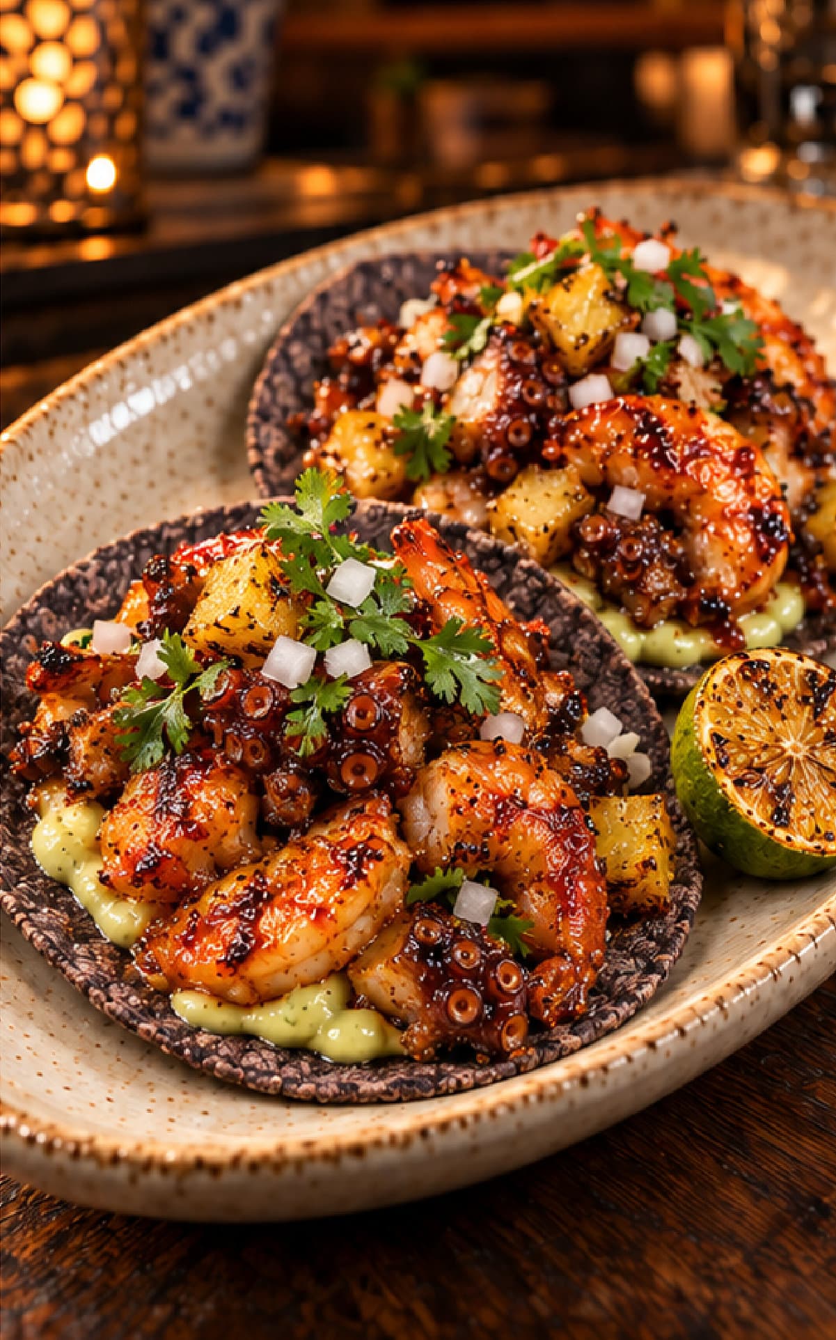 Pulpo y Camarón al Pastor presentation