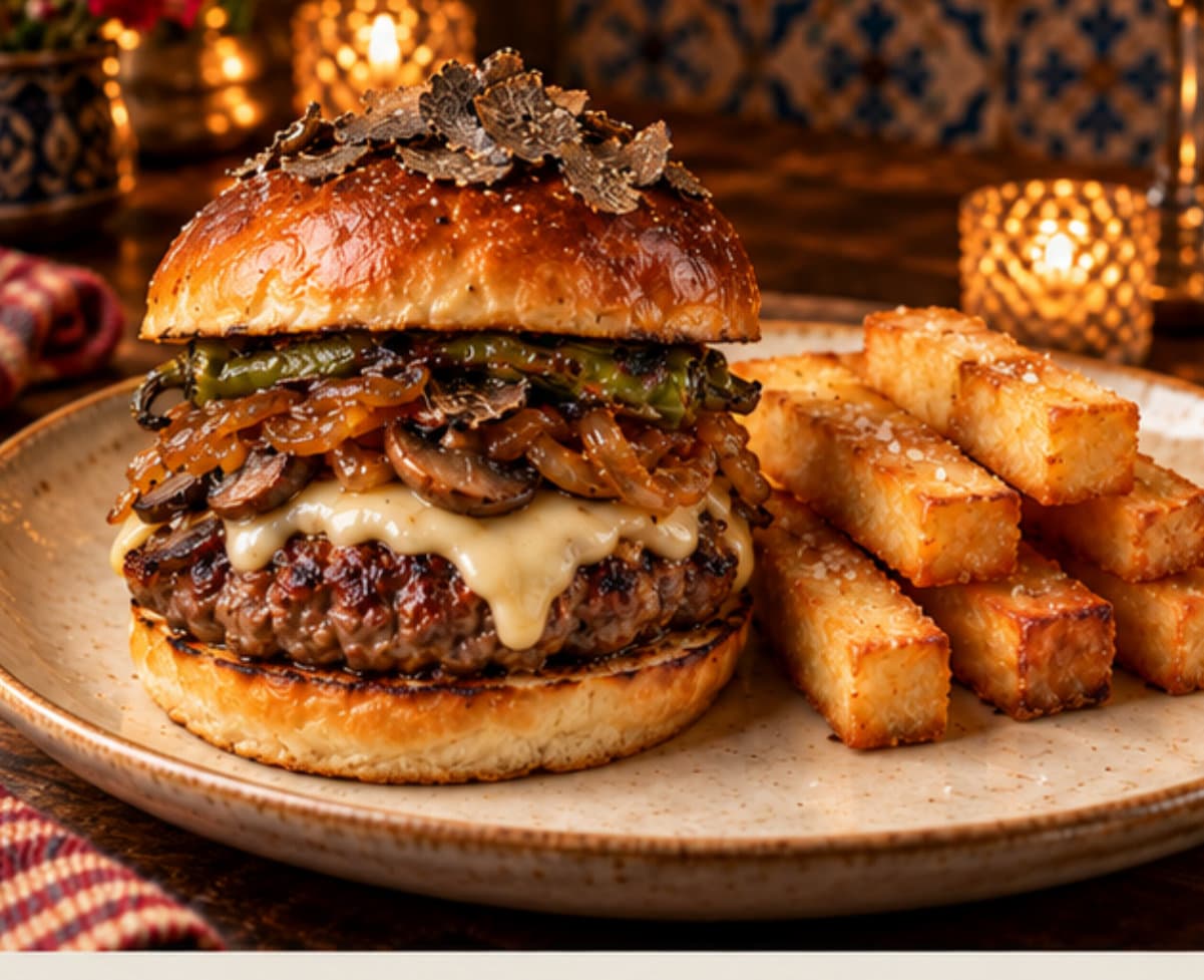 Wagyu Burger presentation